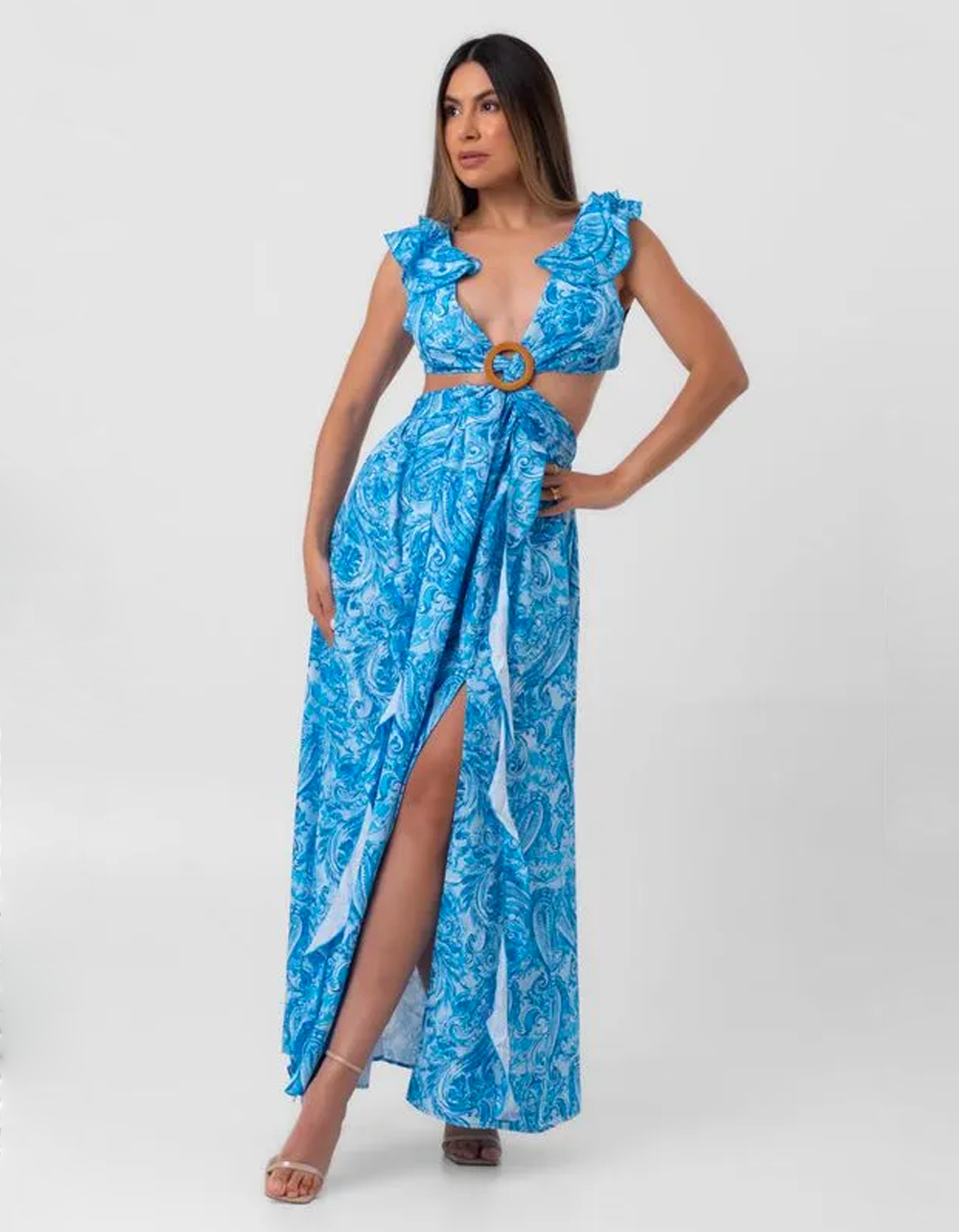 Vestido Plissado Longo Samantha