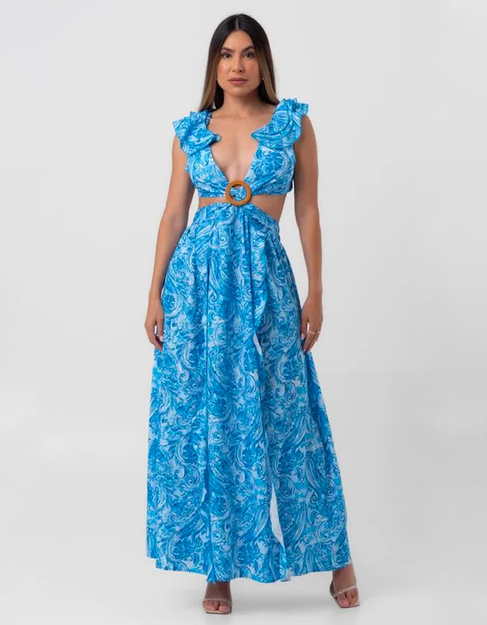 Vestido Plissado Longo Samantha