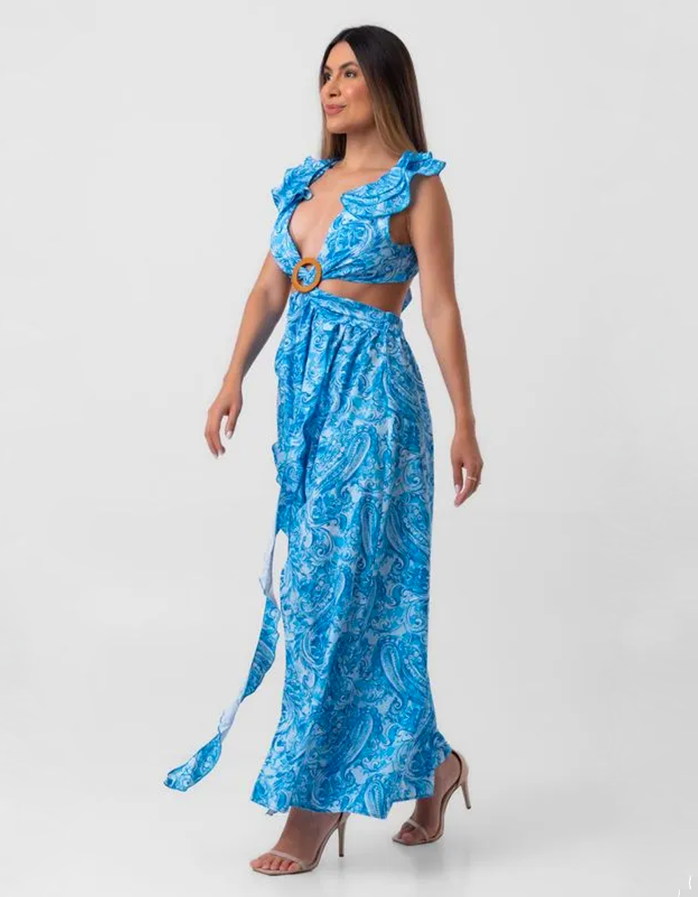Vestido Plissado Longo Samantha